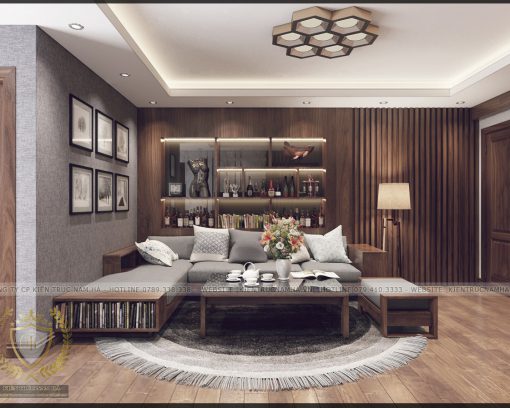 Thiết kế nội thất công trình chung cư sử dụng gỗ óc chó cho Mr. Tuấn VP3 Linh Đàm